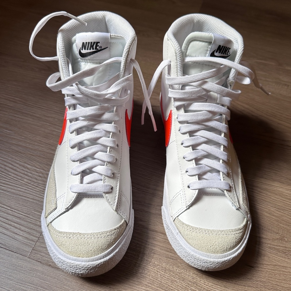 Nike White and Bright Orange High-Tops